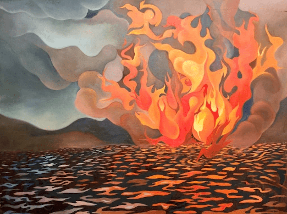 2D image of fire and earth