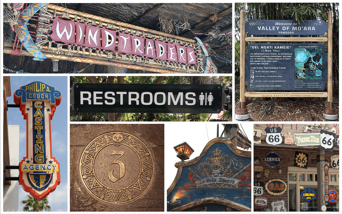 Collage of Walt Disney Signage