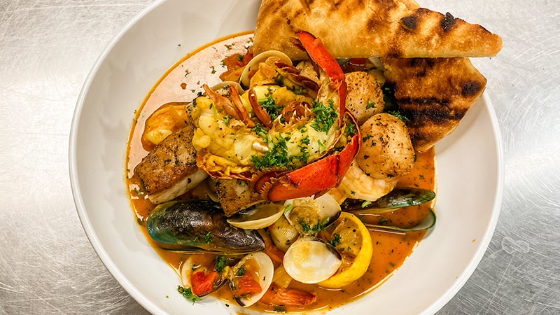 A bowl of cioppino.