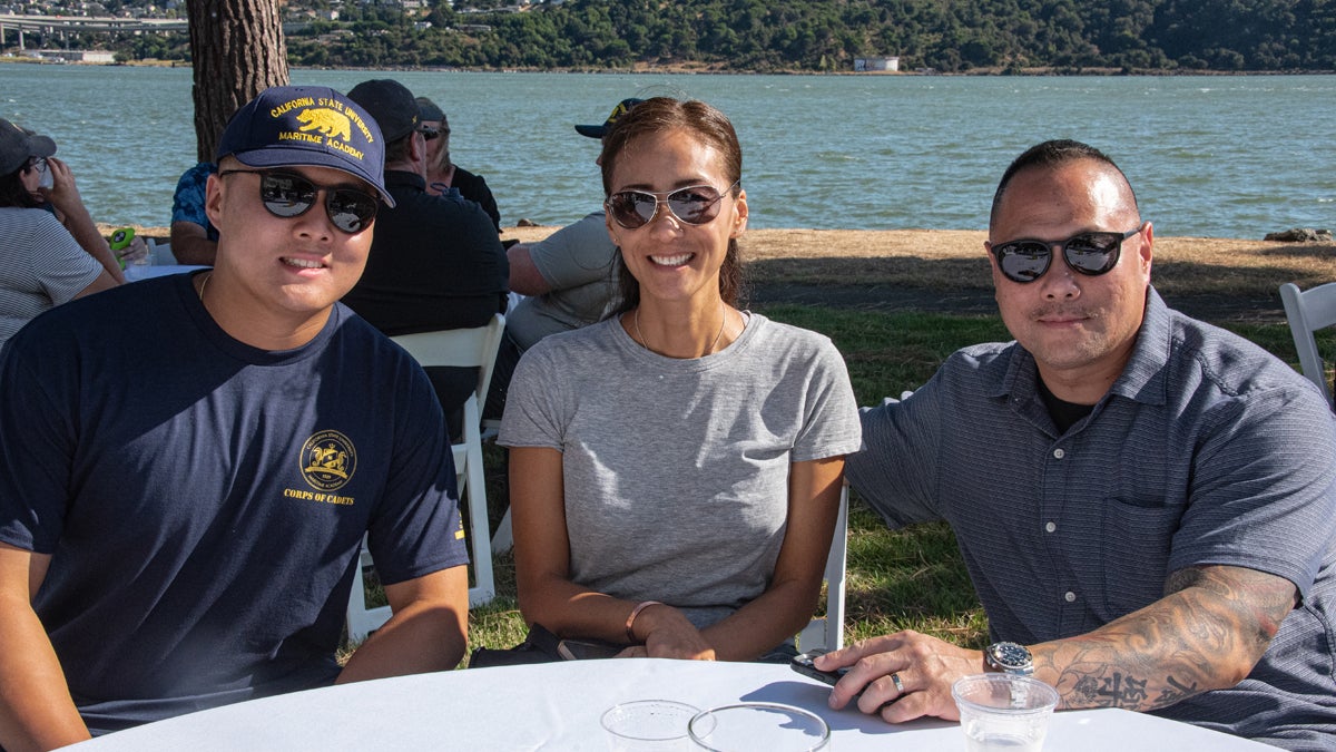 A Cal Poly Maritime Academy family at move-in and orientation day.