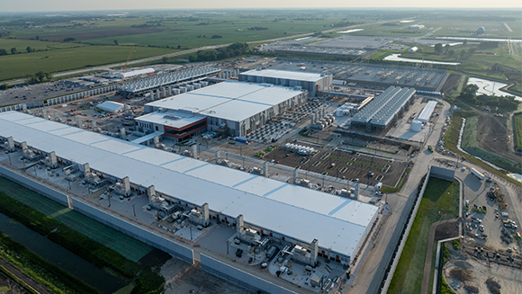 A data center surrounded by ag land.