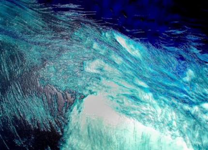 Abstract photo using various greens, blues and white.