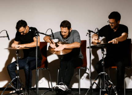 Members of line upon line, Adam Bedell, Cullen Faulk and Matthew Teodori performing