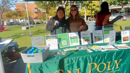 Members of the Cal Poly International Center at a booth during International Education Week.