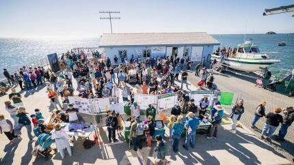 People attending the annual Cal Poly Pier Open House