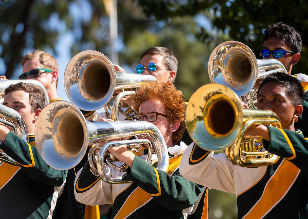 Photo of Cal Poly Mustang Band Lower Brass Section