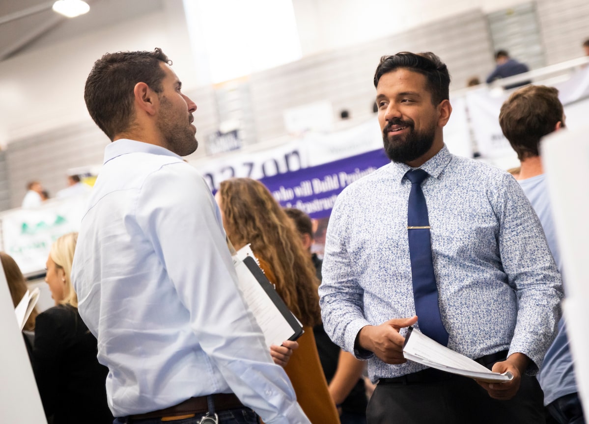 Students meet with potential employers at Cal Poly Career Fairs