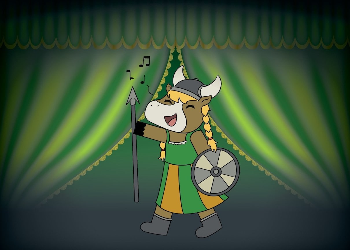 Cartoon Graphic of Viking Opera Singer