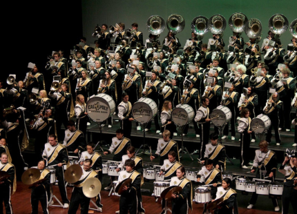 Cal Poly Band on stage performing.